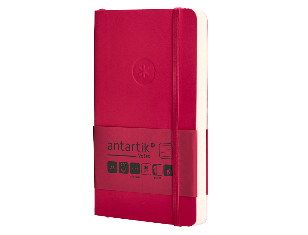 CADERNO COM ELASTICO ANTARTIK NOTES CAPA MOLE A6 PAUTADO FUCSIA 100 FOLHAS 80 GR FSC