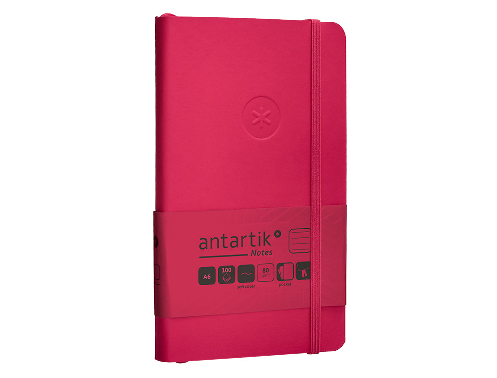 CADERNO COM ELASTICO ANTARTIK NOTES CAPA MOLE A6 PAUTADO FUCSIA 100 FOLHAS 80 GR FSC