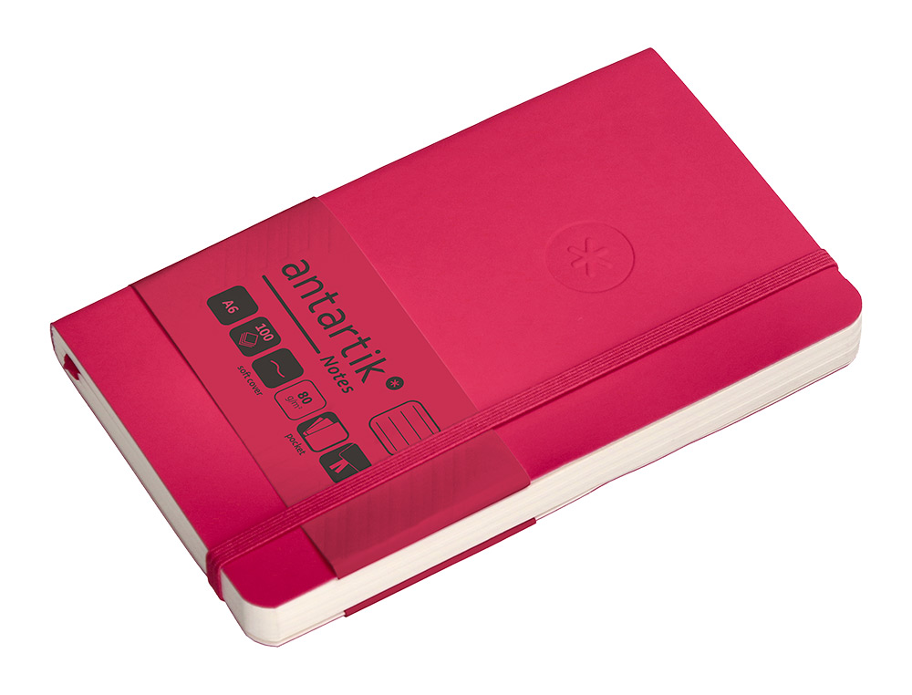 CADERNO COM ELASTICO ANTARTIK NOTES CAPA MOLE A6 PAUTADO FUCSIA 100 FOLHAS 80 GR FSC