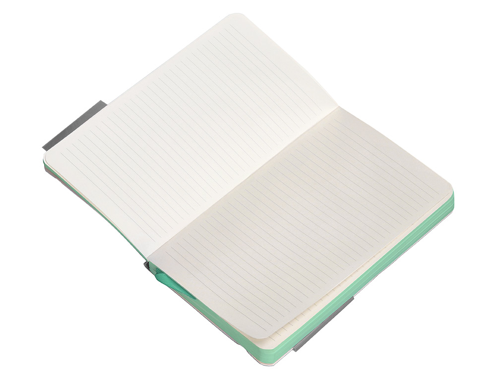 CADERNO COM ELASTICO ANTARTIK NOTES CAPA MOLE A6 PAUTADO CINZA E TURQUESA 100 FOLHAS 80 GR FSC