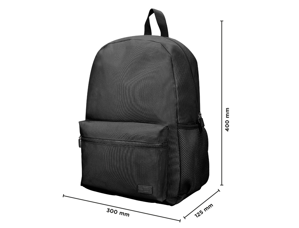 MOCHILA ESCOLAR LIDERPAPEL BOLSO LATERAL ELASTICO COR PRETO 400X125X300 MM