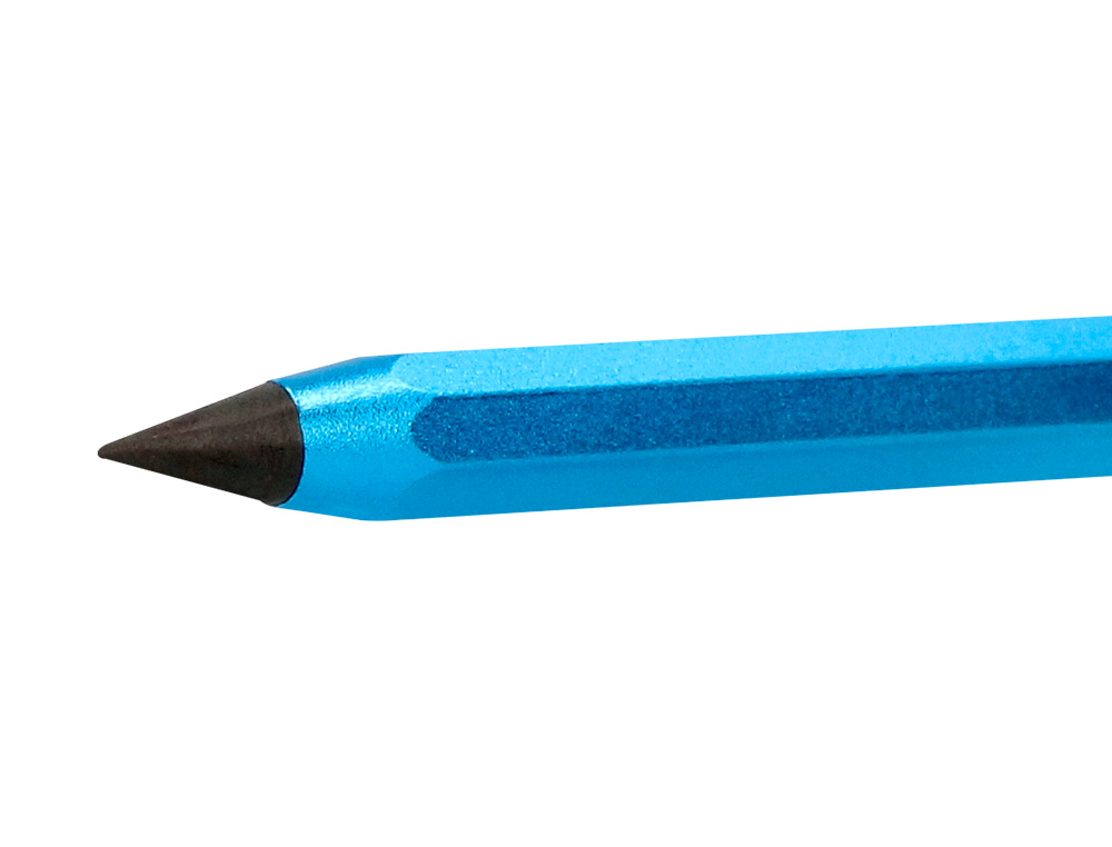 LAPIS DE GRAFITE LIDERPAPEL INFINITO COM BORRACHA ALUMINIO HEXAGONAL AZUL ULTRA RESISTENTE 1 PONTA DE RECARGA