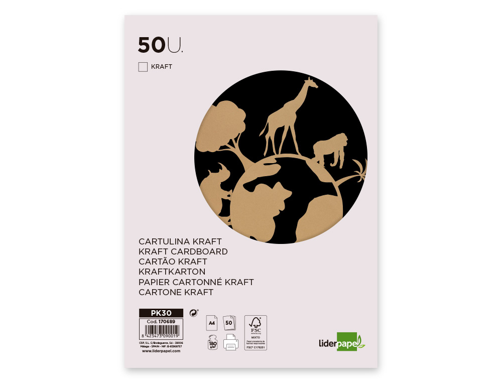 PAPEL KRAFT LIDERPAPEL A4 180 GR EMBALAGEM DE 50 FOLHAS