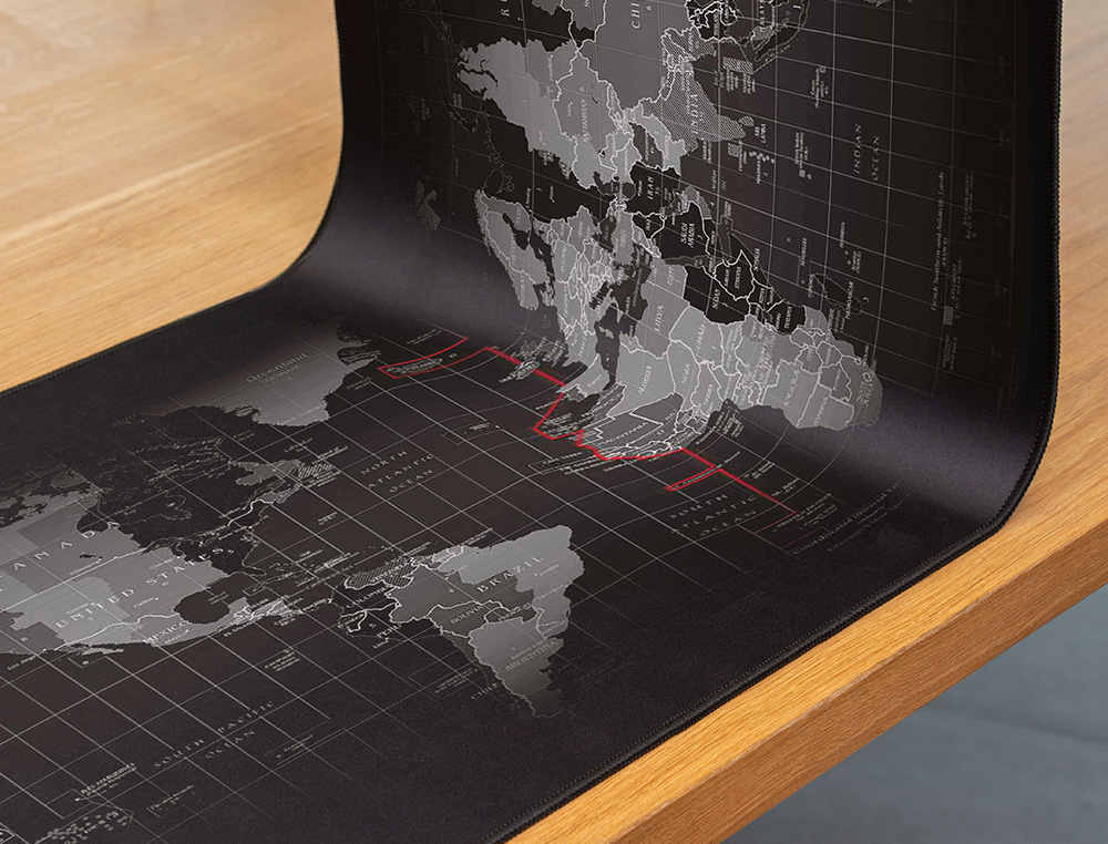 TAPETE PARA RATO Q-CONNECT XXL PRETO COM DESENHO MAPA MUNDO 900X400 MM