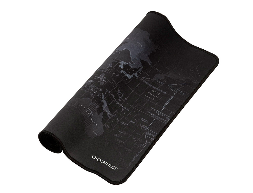 TAPETE PARA RATO Q-CONNECT XXL PRETO COM DESENHO MAPA MUNDO 900X400 MM