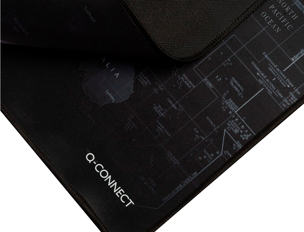 TAPETE PARA RATO Q-CONNECT XXL PRETO COM DESENHO MAPA MUNDO 900X400 MM