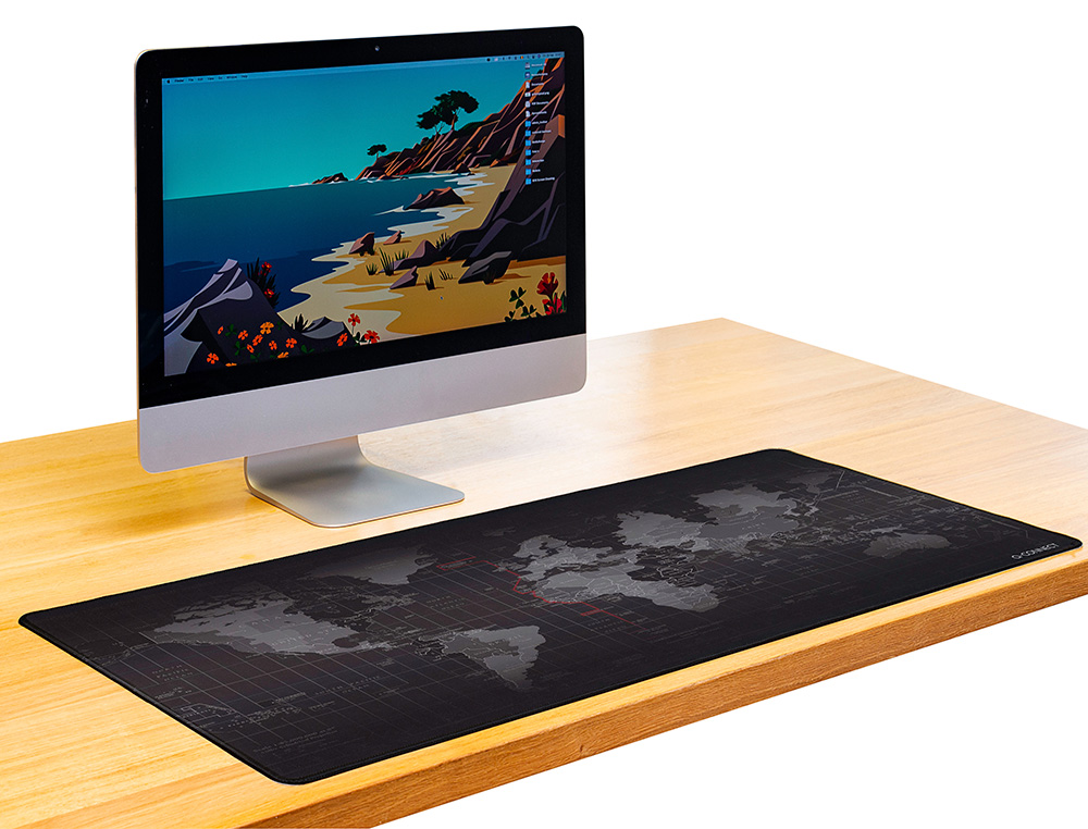 TAPETE PARA RATO Q-CONNECT XXL PRETO COM DESENHO MAPA MUNDO 900X400 MM