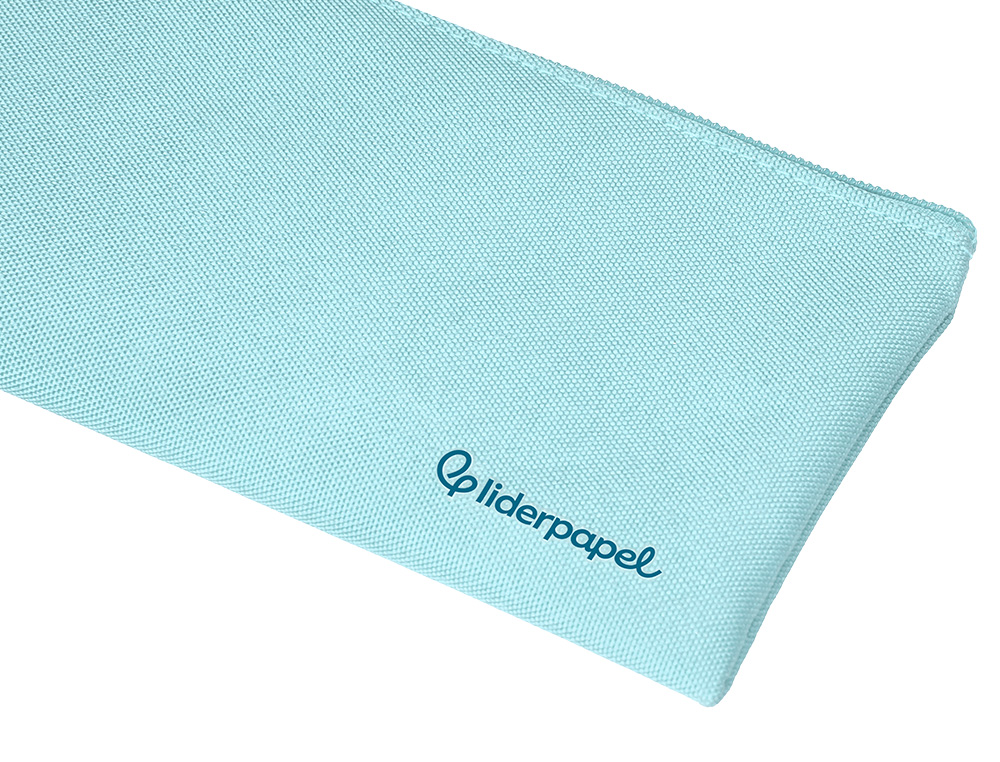 ESTOJO ESCOLAR LIDERPAPEL PLANO LARGO UM FECHO 200X100 MM AZUL CELESTE