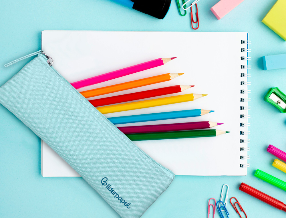 ESTOJO ESCOLAR LIDERPAPEL PLANO ESTREITO UM FECHO 200X60 MM AZUL CELESTE