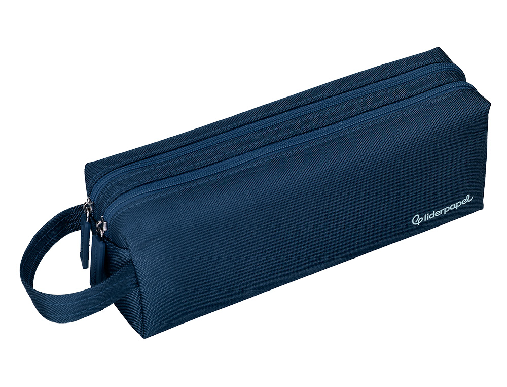 ESTOJO ESCOLAR LIDERPAPEL RETANGULAR COM ASA 2 FECHOS 210X80 MM AZUL MARINHO