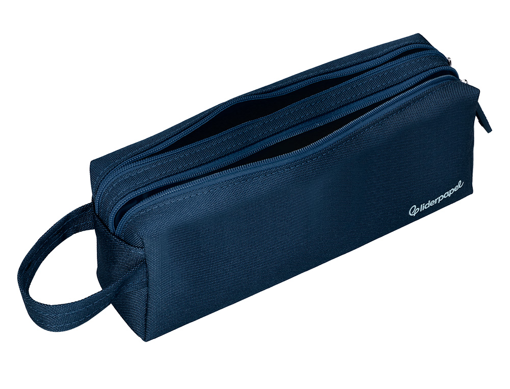 ESTOJO ESCOLAR LIDERPAPEL RETANGULAR COM ASA 2 FECHOS 210X80 MM AZUL MARINHO