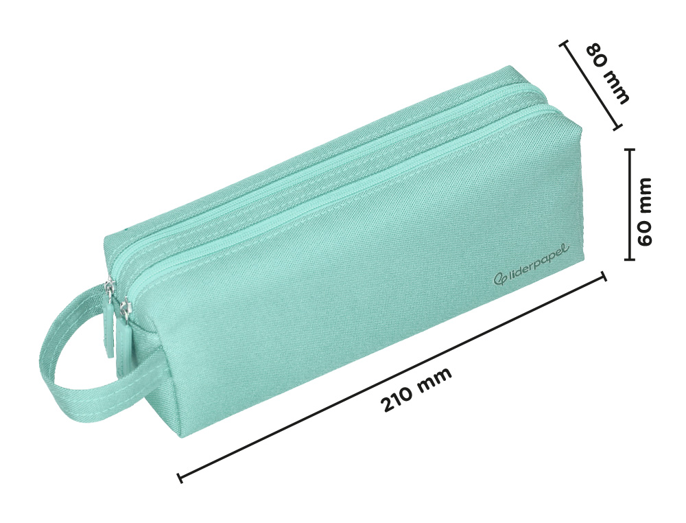 ESTOJO ESCOLAR LIDERPAPEL CLASSIC RETANGULAR COM ASA 2 FECHOS 210X80 MM VERDE MACA
