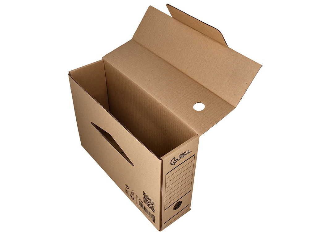 CAIXA PARA ARQUIVO MORTO LIDERPAPEL DIN A4 CARTAO RECICLADO 325 GR LOMBADA 82 MM KRAFT 325X82X250 MM