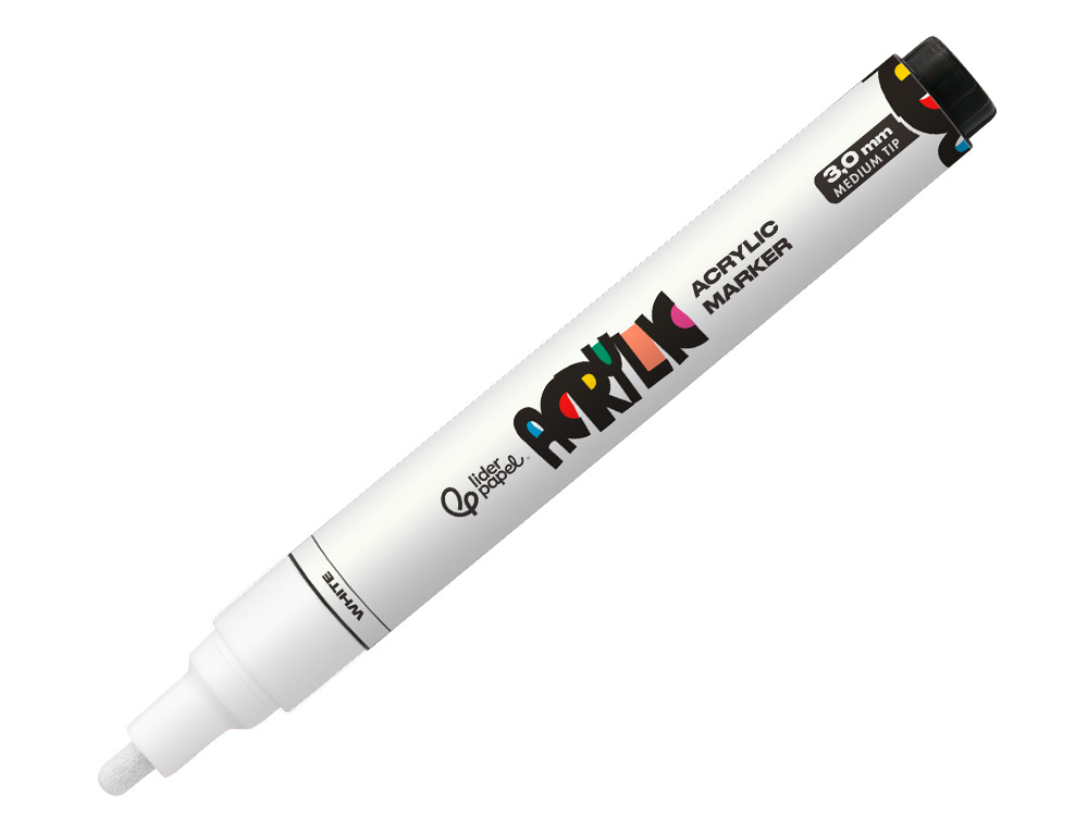MARCADOR LIDERPAPEL ACRYLIC BASE AGUA TODO TIPO DE SUPERFICIE PONTA REDONDA 3 MM BRANCO