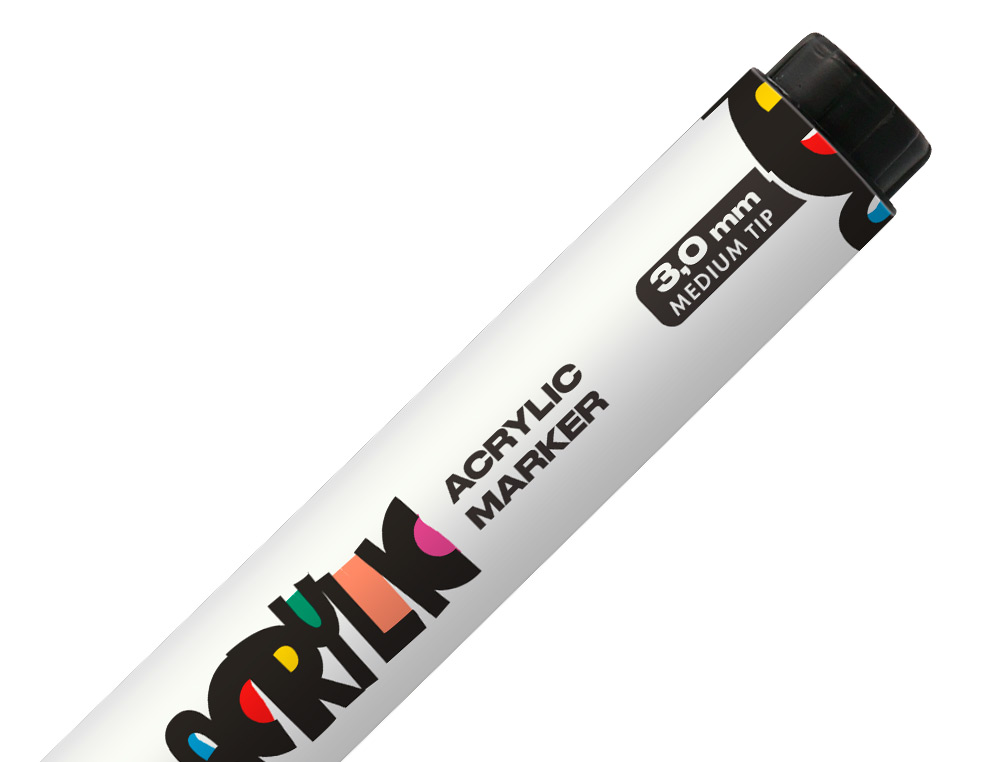MARCADOR LIDERPAPEL ACRYLIC BASE AGUA TODO TIPO DE SUPERFICIE PONTA REDONDA 3 MM BRANCO