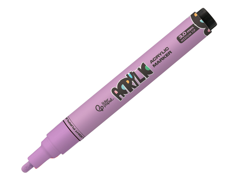 MARCADOR LIDERPAPEL ACRYLIC BASE AGUA TODO TIPO DE SUPERFICIE PONTA REDONDA 3 MM LILAS