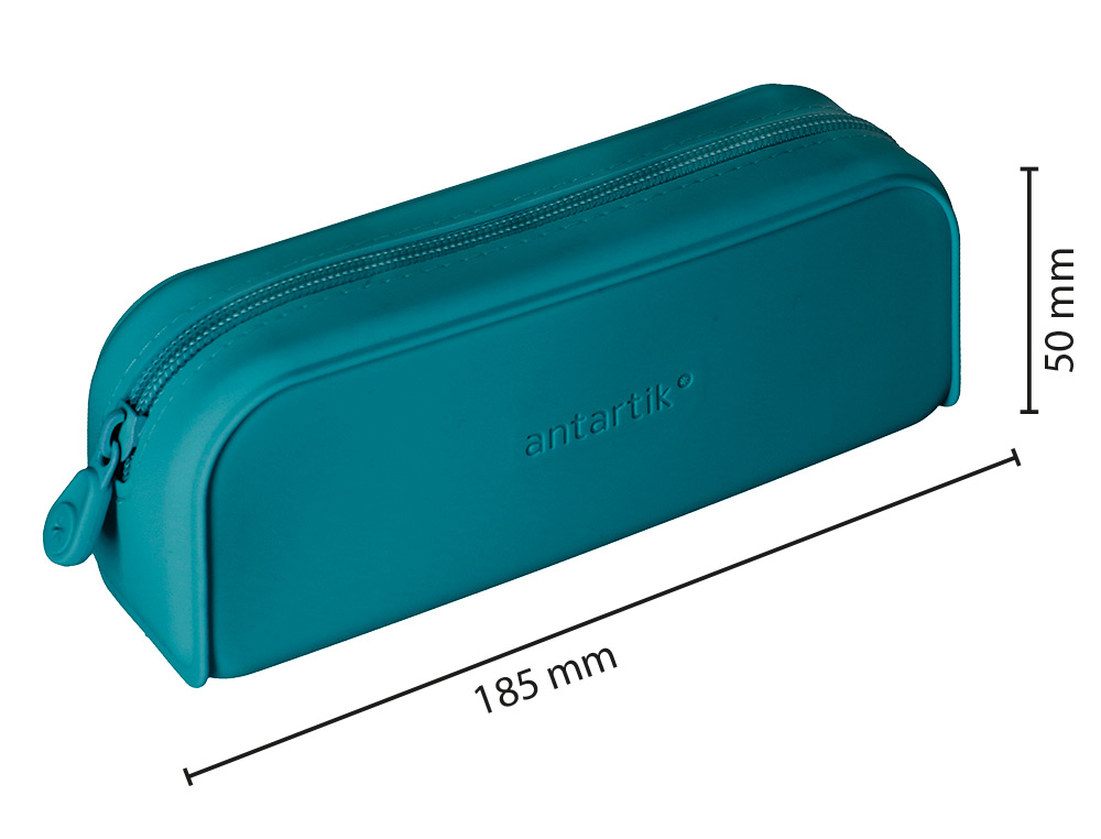 ESTOJO ESCOLAR ANTARTIK PRISMA SILICONE SOFT RETANGULAR 185X50X75 MM AZUL TURQUESA