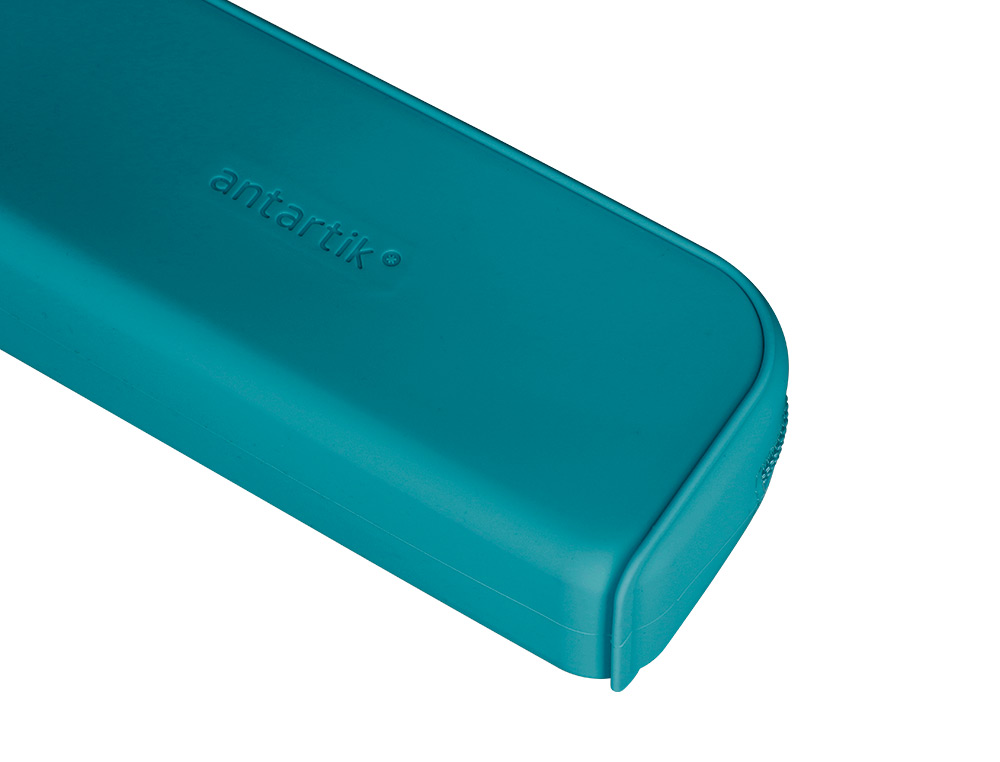 ESTOJO ESCOLAR ANTARTIK PRISMA SILICONE SOFT RETANGULAR 185X50X75 MM AZUL TURQUESA