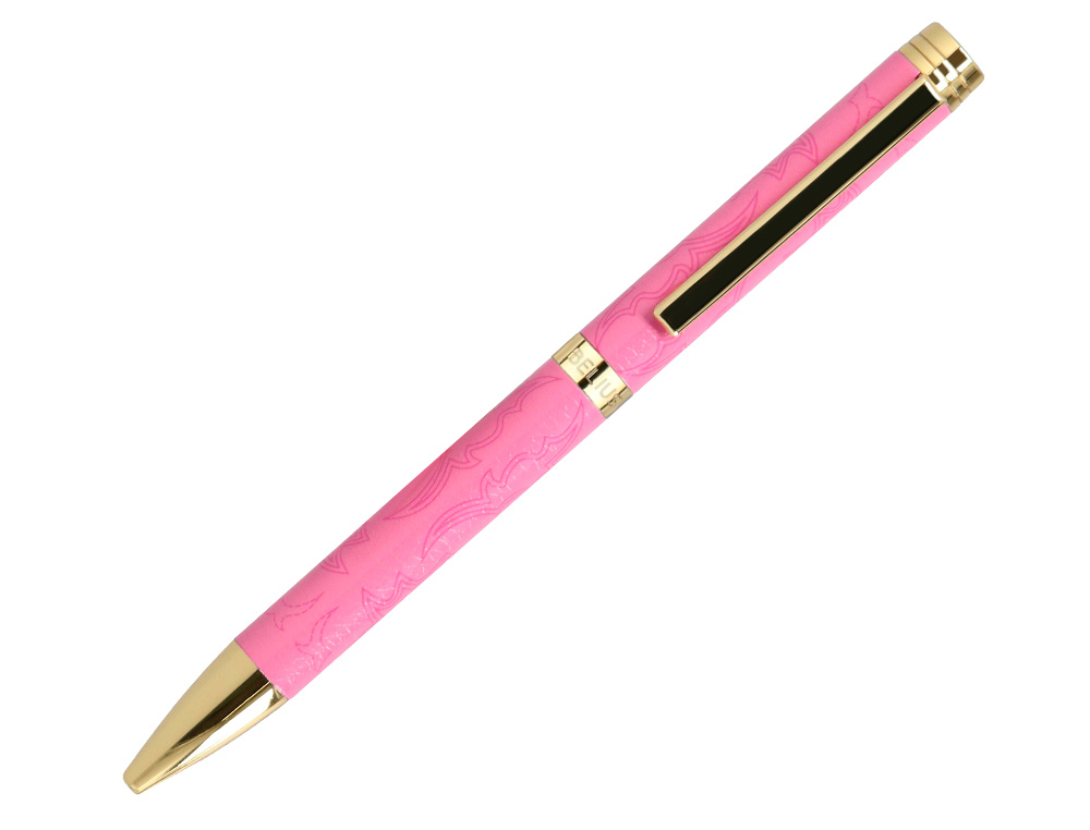 ESFEROGRAFICA BELIUS WILD WEST ALUMINIO COR ROSA DOURADO TINTA COR AZUL CAIXA DE DESIGN