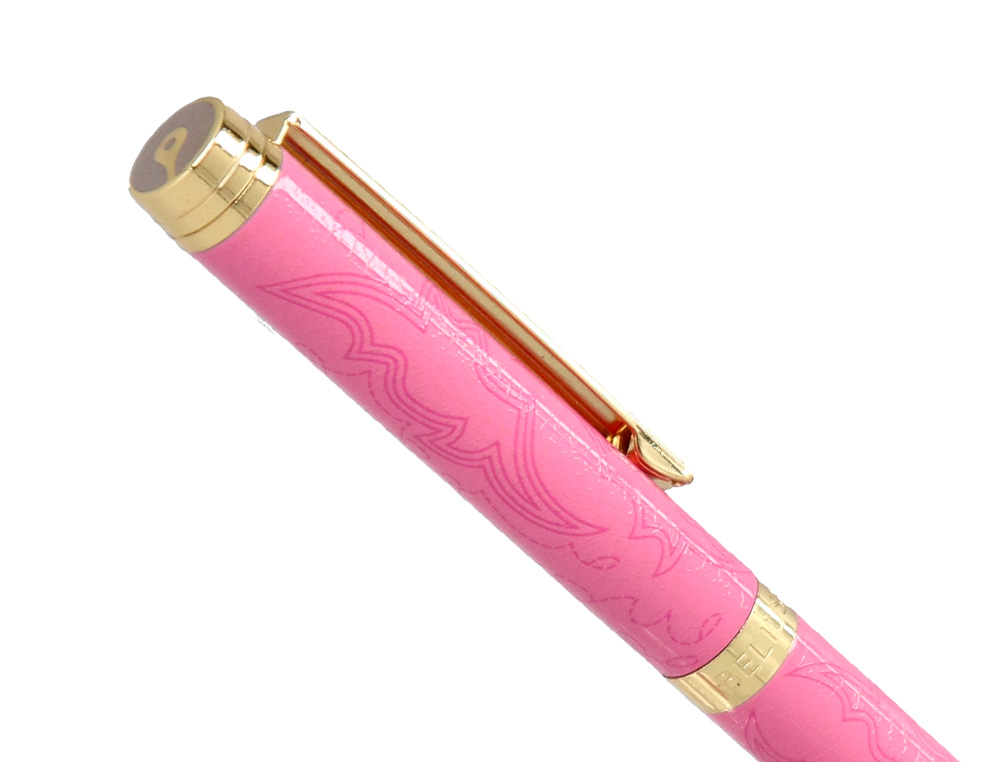 ESFEROGRAFICA BELIUS WILD WEST ALUMINIO COR ROSA DOURADO TINTA COR AZUL CAIXA DE DESIGN