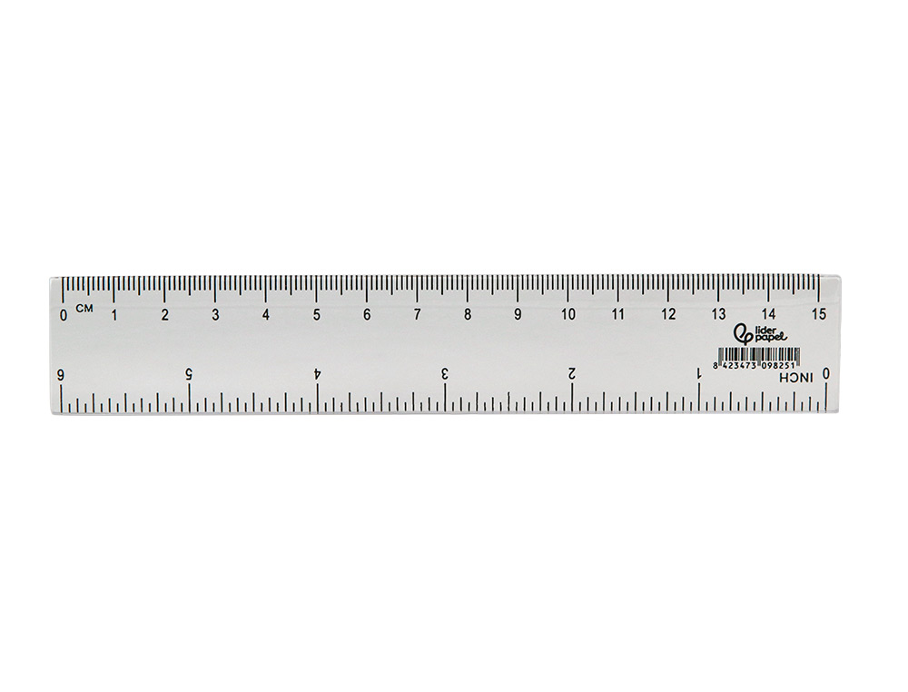 REGUA PLASTICO CRISTAL LIDERPAPEL TRANSPARENTE 15 CM