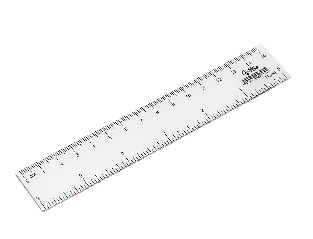 REGUA PLASTICO CRISTAL LIDERPAPEL TRANSPARENTE 15 CM