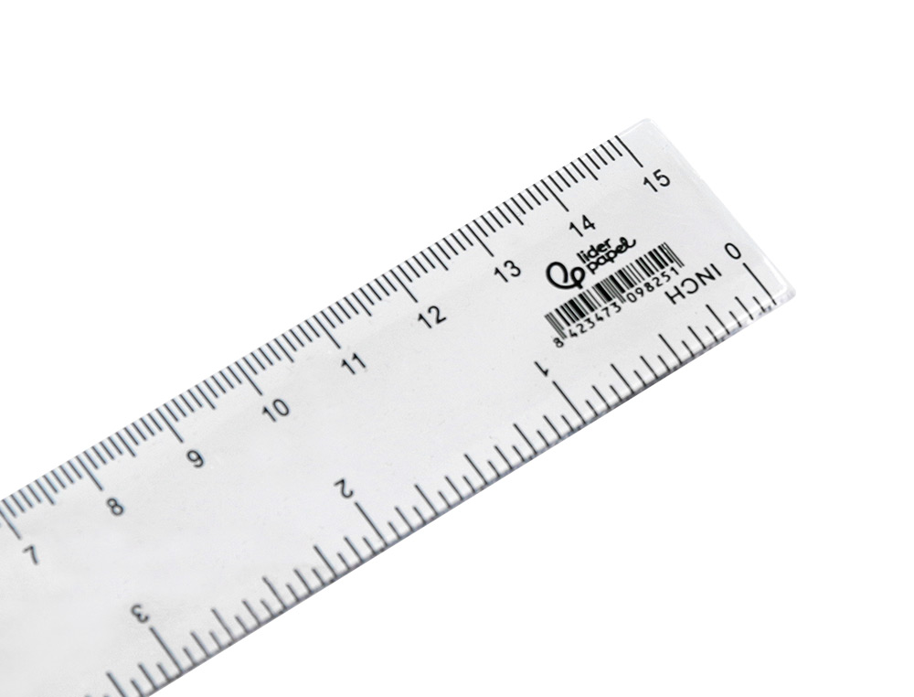 REGUA PLASTICO CRISTAL LIDERPAPEL TRANSPARENTE 15 CM