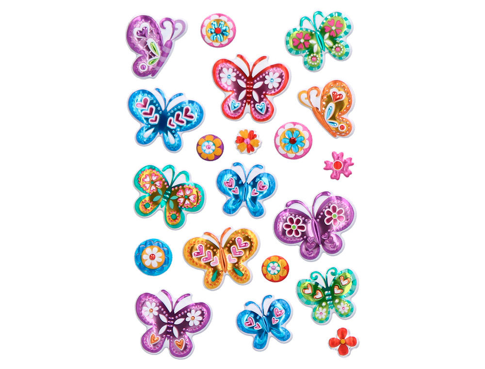 AUTOCOLANTES IMAGINOVO BORBOLETAS MAGIC DREAMS COM RELEVO 190X105 MM EM BLISTER