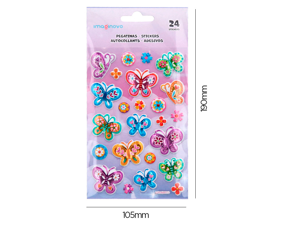 AUTOCOLANTES IMAGINOVO BORBOLETAS MAGIC DREAMS COM RELEVO 190X105 MM EM BLISTER