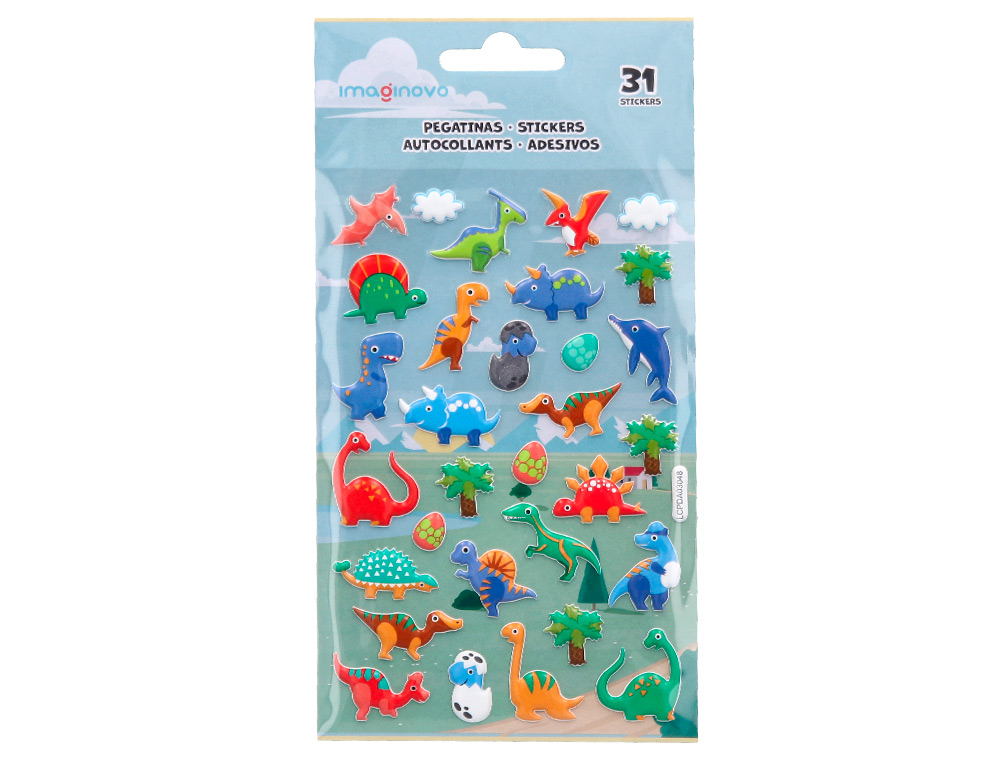 AUTOCOLANTES IMAGINOVO KIDS DINOSSAUROS GOMA EVA 190X105 MM EM BLISTER