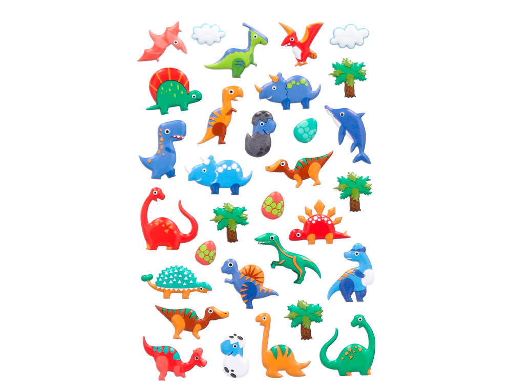 AUTOCOLANTES IMAGINOVO KIDS DINOSSAUROS GOMA EVA 190X105 MM EM BLISTER
