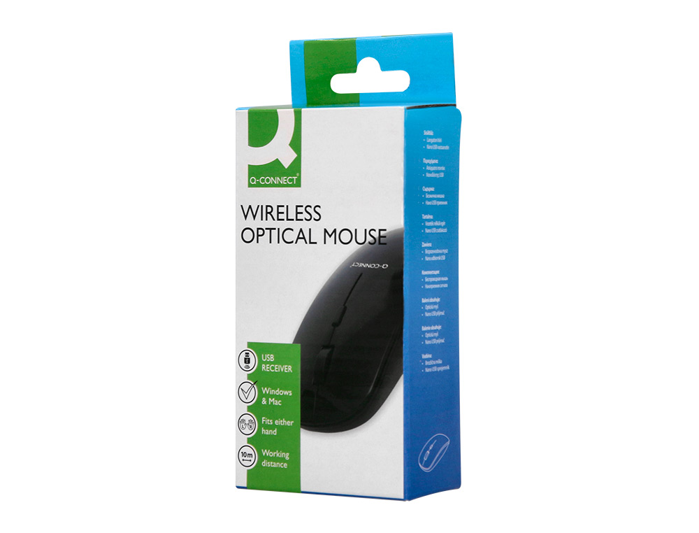 RATO Q-CONNECT OTICO SEM FIOS SILENCIOSO DPI 800/1200/1600 PILHAS AAA PRETO
