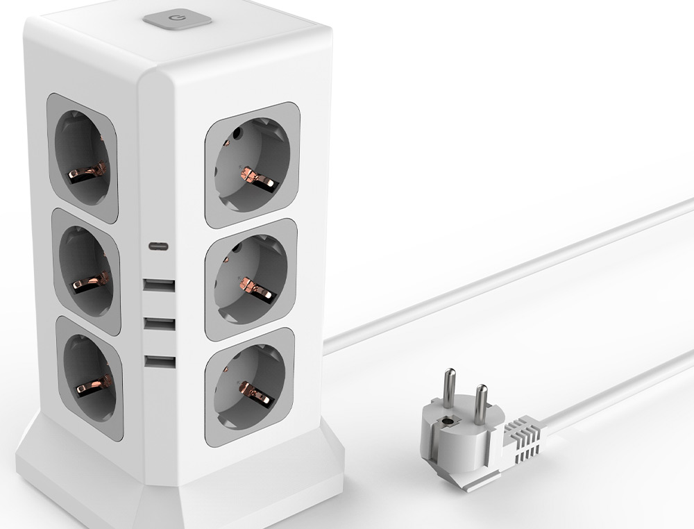 EXTENSAO Q-CONNECT MULTIPLE 16 EM 1 CABO 2 MT 12 TOMADAS DE CORRENTE+3 USB+1 USB TIPO C 120X120X210MM
