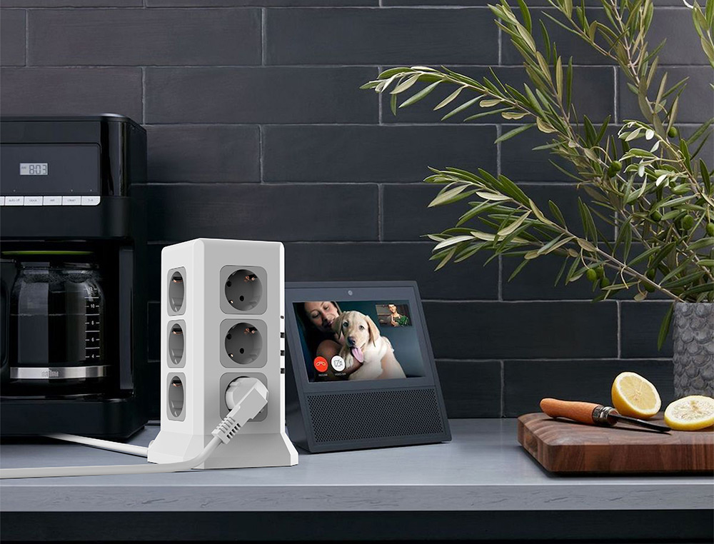 EXTENSAO Q-CONNECT MULTIPLE 16 EM 1 CABO 2 MT 12 TOMADAS DE CORRENTE+3 USB+1 USB TIPO C 120X120X210MM