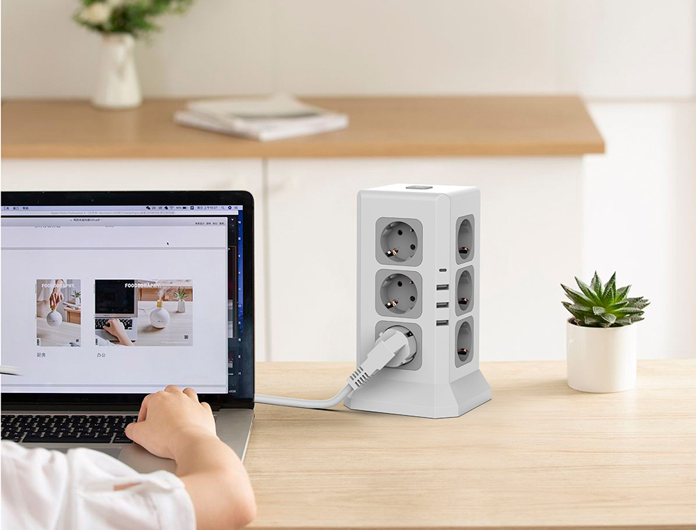 EXTENSAO Q-CONNECT MULTIPLE 16 EM 1 CABO 2 MT 12 TOMADAS DE CORRENTE+3 USB+1 USB TIPO C 120X120X210MM