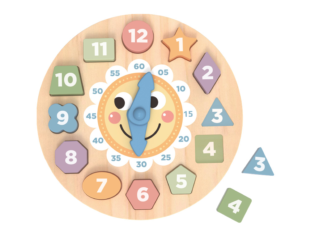JOGO INFANTIL IMAGINOVO MADEIRA RELOGIO +3 ANOS 13 PECAS 29X29X3,5CM