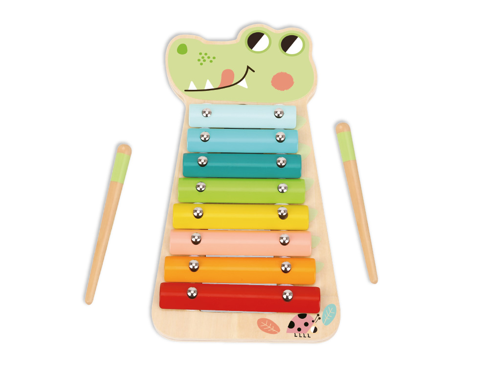 JOGO INFANTIL IMAGINOVO MADEIRA XILOFONE INSTRUMENTO MUSICAL CROCODILO +18 MESES 28X14,8X2,5CM