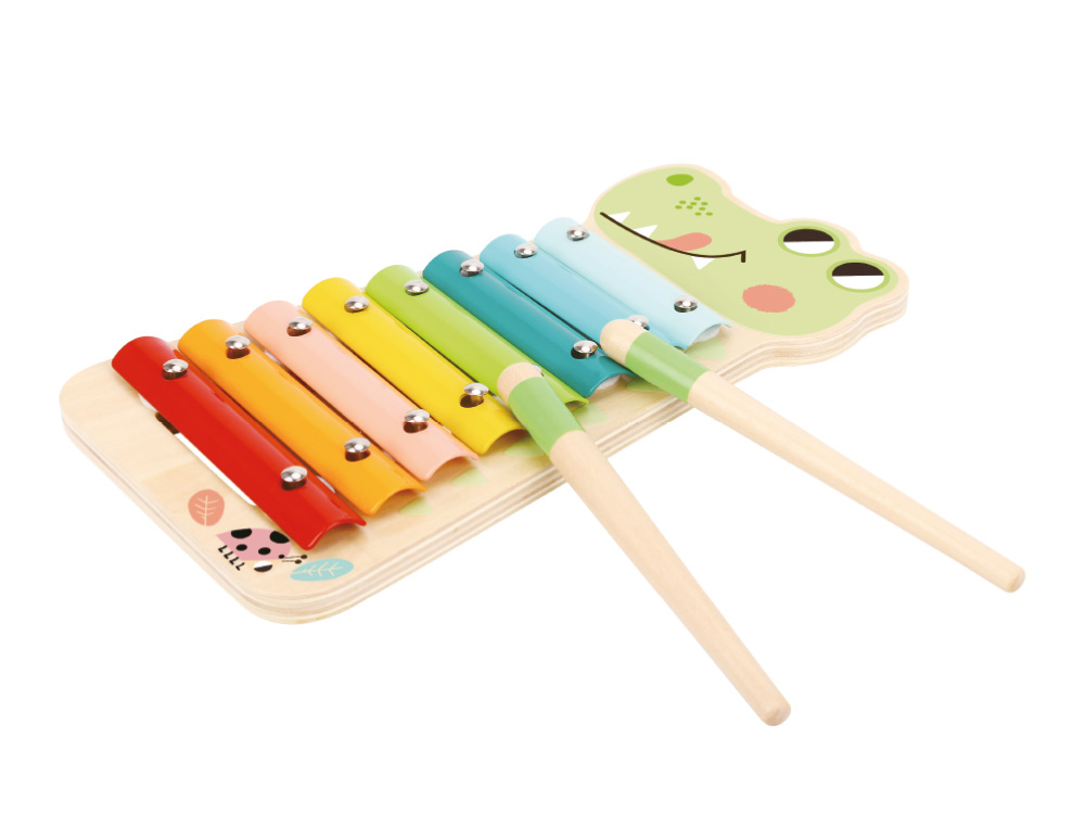 JOGO INFANTIL IMAGINOVO MADEIRA XILOFONE INSTRUMENTO MUSICAL CROCODILO +18 MESES 28X14,8X2,5CM
