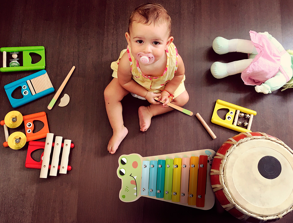 JOGO INFANTIL IMAGINOVO MADEIRA XILOFONE INSTRUMENTO MUSICAL CROCODILO +18 MESES 28X14,8X2,5CM