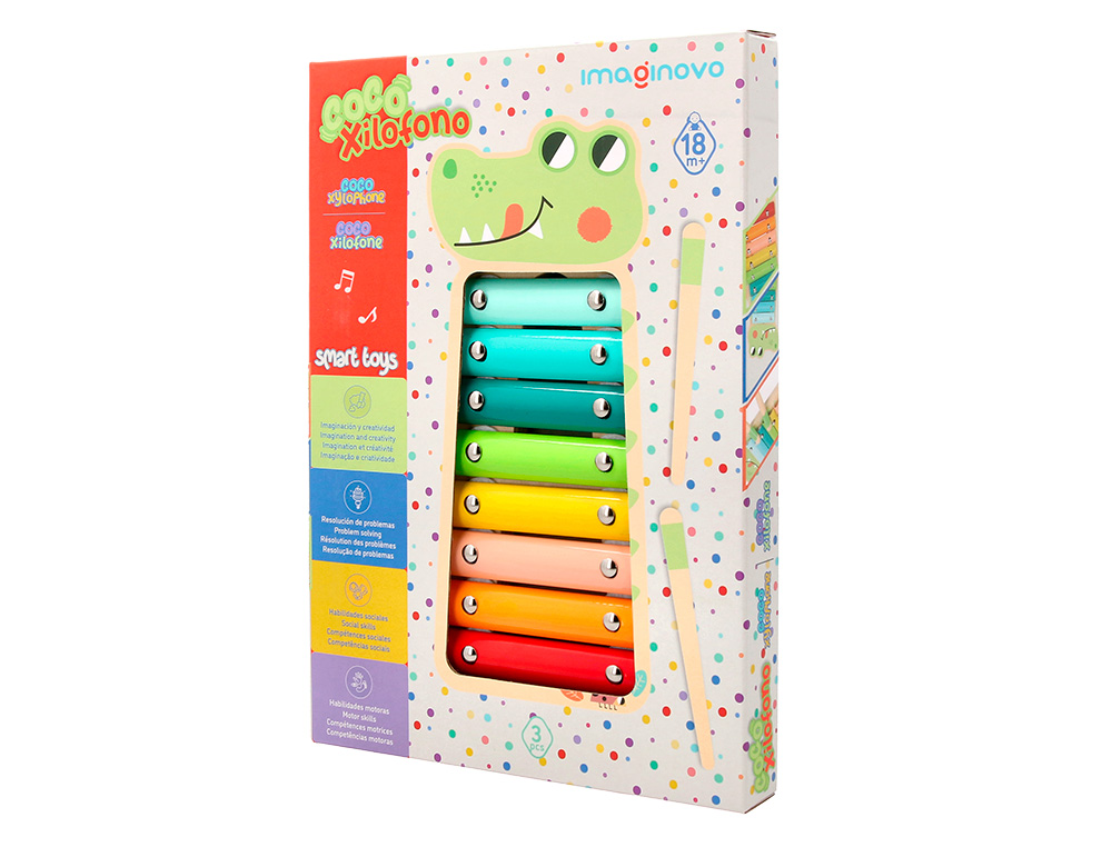 JOGO INFANTIL IMAGINOVO MADEIRA XILOFONE INSTRUMENTO MUSICAL CROCODILO +18 MESES 28X14,8X2,5CM