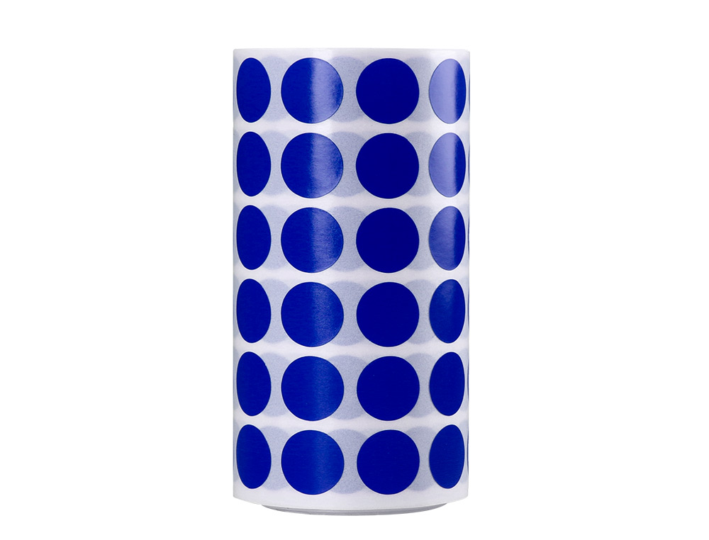 ETIQUETAS ESCOLAR LIDERPAPEL AUTOADESIVAS CIRCULOS 15 MM AZUL ROLO DE 2500 UNIDADES EM CAIXA DE CARTAO