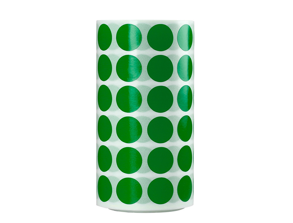 ETIQUETAS ESCOLAR LIDERPAPEL AUTOADESIVAS CIRCULOS 15 MM VERDE ROLO DE 2500 UNIDADES EM CAIXA DE CARTAO