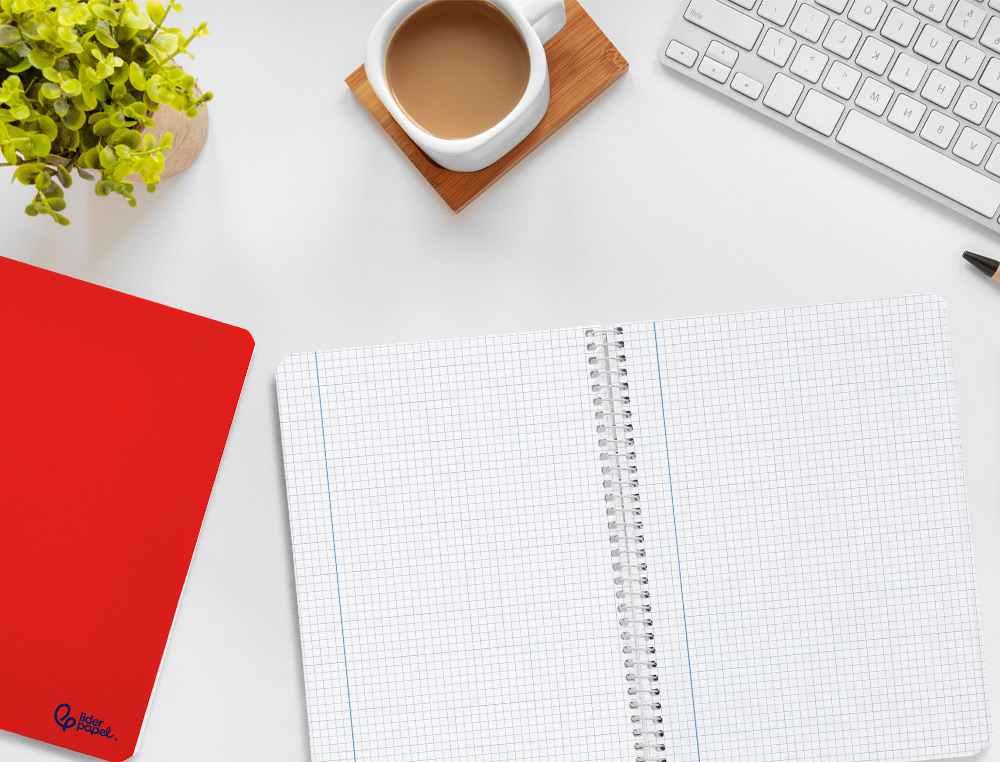 CADERNO ESPIRAL LIDERPAPEL DIN A5 SMART CAPA SUAVE 80 F 75 GR QUADRICULA 5MM COM MARGEM CORES SORTIDAS