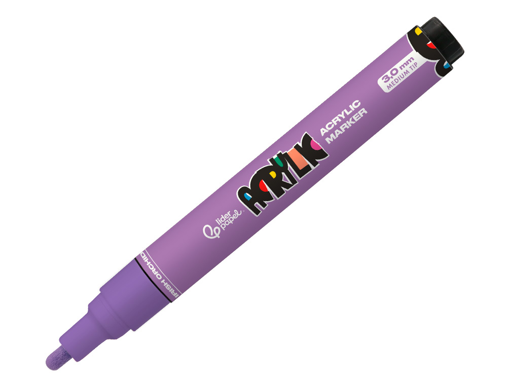 MARCADOR LIDERPAPEL ACRYLIC BASE AGUA TODO TIPO DE SUPERFICIE PONTA REDONDA 3 MM MALVA