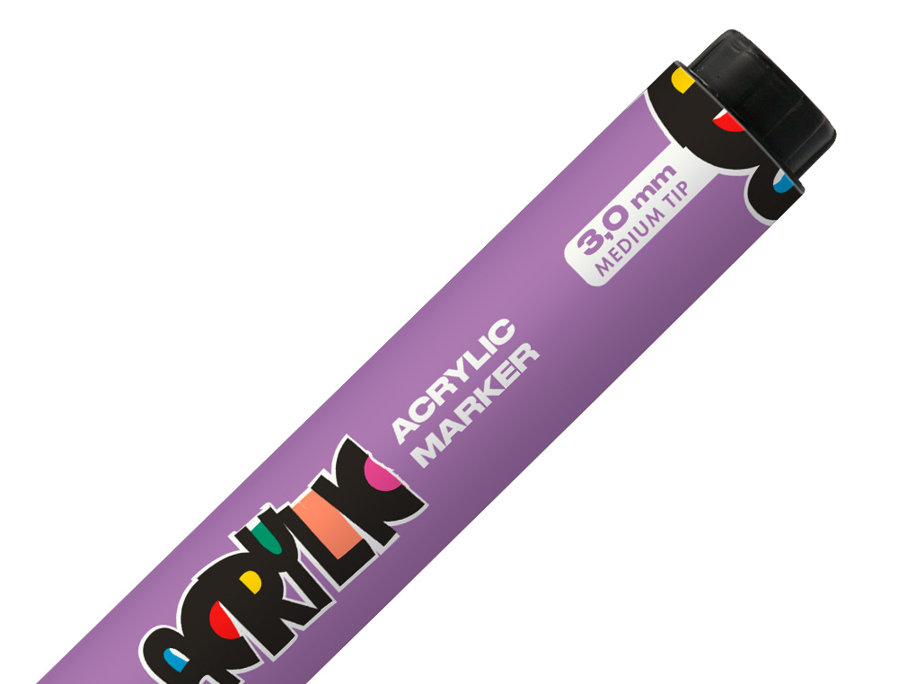 MARCADOR LIDERPAPEL ACRYLIC BASE AGUA TODO TIPO DE SUPERFICIE PONTA REDONDA 3 MM MALVA