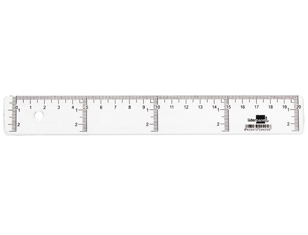 REGUA PLASTICO CRISTAL LIDERPAPEL TRANSPARENTE 20 CM