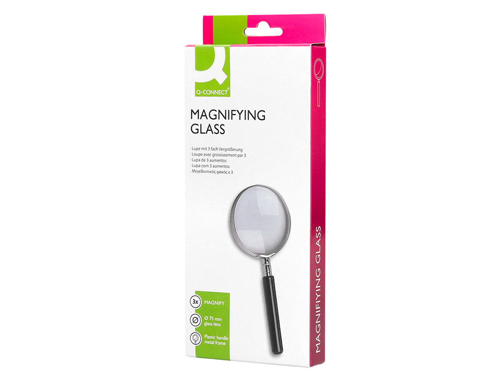 LUPA CRISTAL Q-CONNECT ARO METALICO - 75 MM