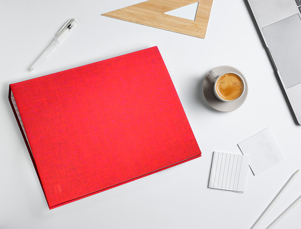 CAPA LIDERPAPEL PAPER COAT 4 ANEIS 40 MM FORRO PVC FOLIO VERMELHO