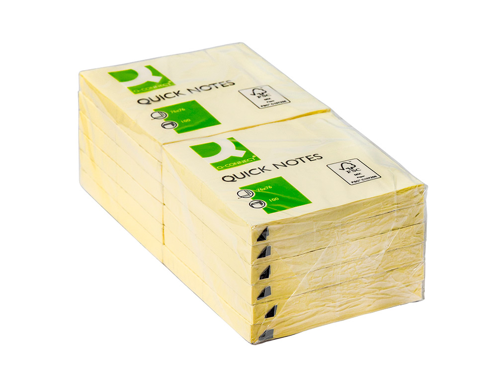 BLOCO DE NOTAS ADESIVAS Q-CONNECT AMARELO 76 X 76 MM COM 100 FOLHAS