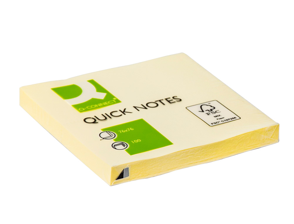 BLOCO DE NOTAS ADESIVAS Q-CONNECT AMARELO 76 X 76 MM COM 100 FOLHAS